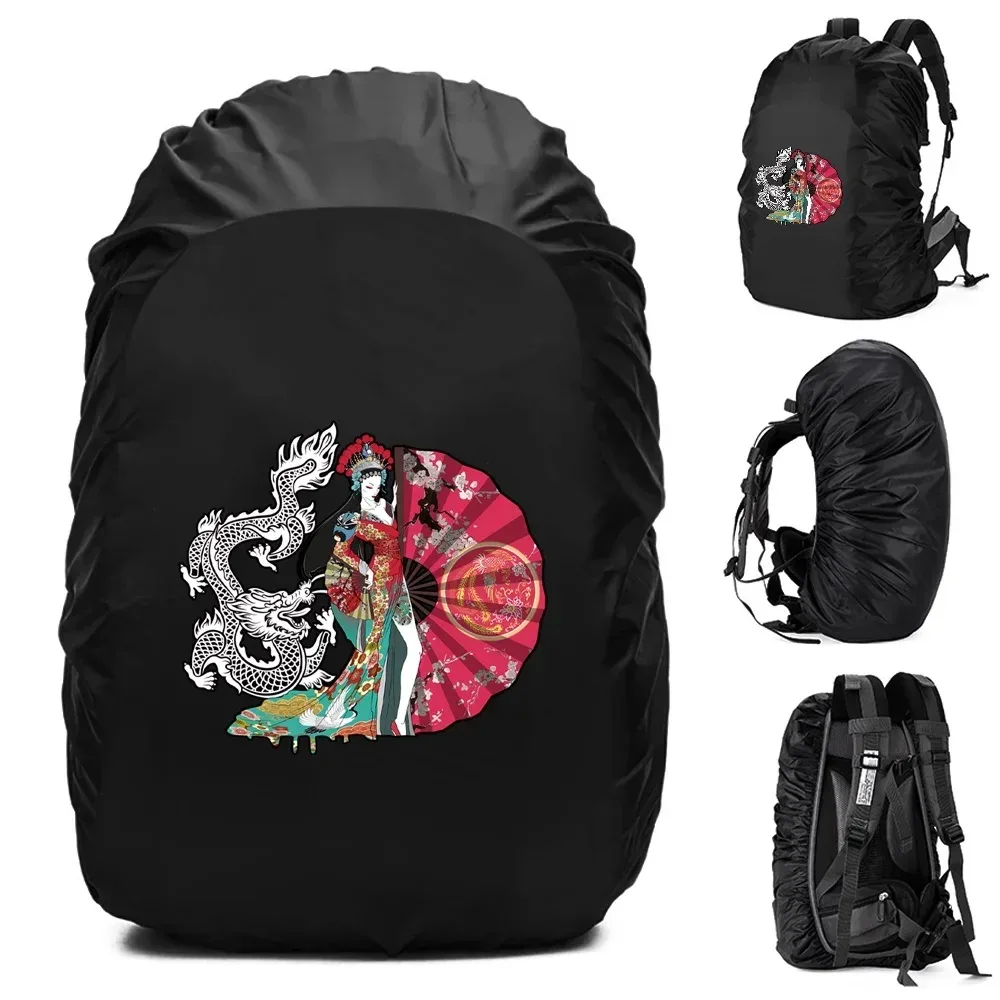 juste de pluie pour sac à dos unisexe, sac étanche, camping en plein air, randonnée, escalade, sports, housse de pluie anti-poussière, motif samouraï, 20-70 l
