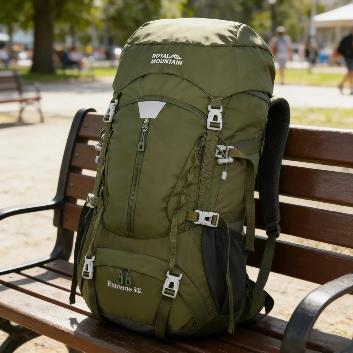 sac à dos d'escalade extérieur 50l, grande capacité, pour camping et voyage, multifonctionnel, en tissu résistant à l'eau avec housse de pluie