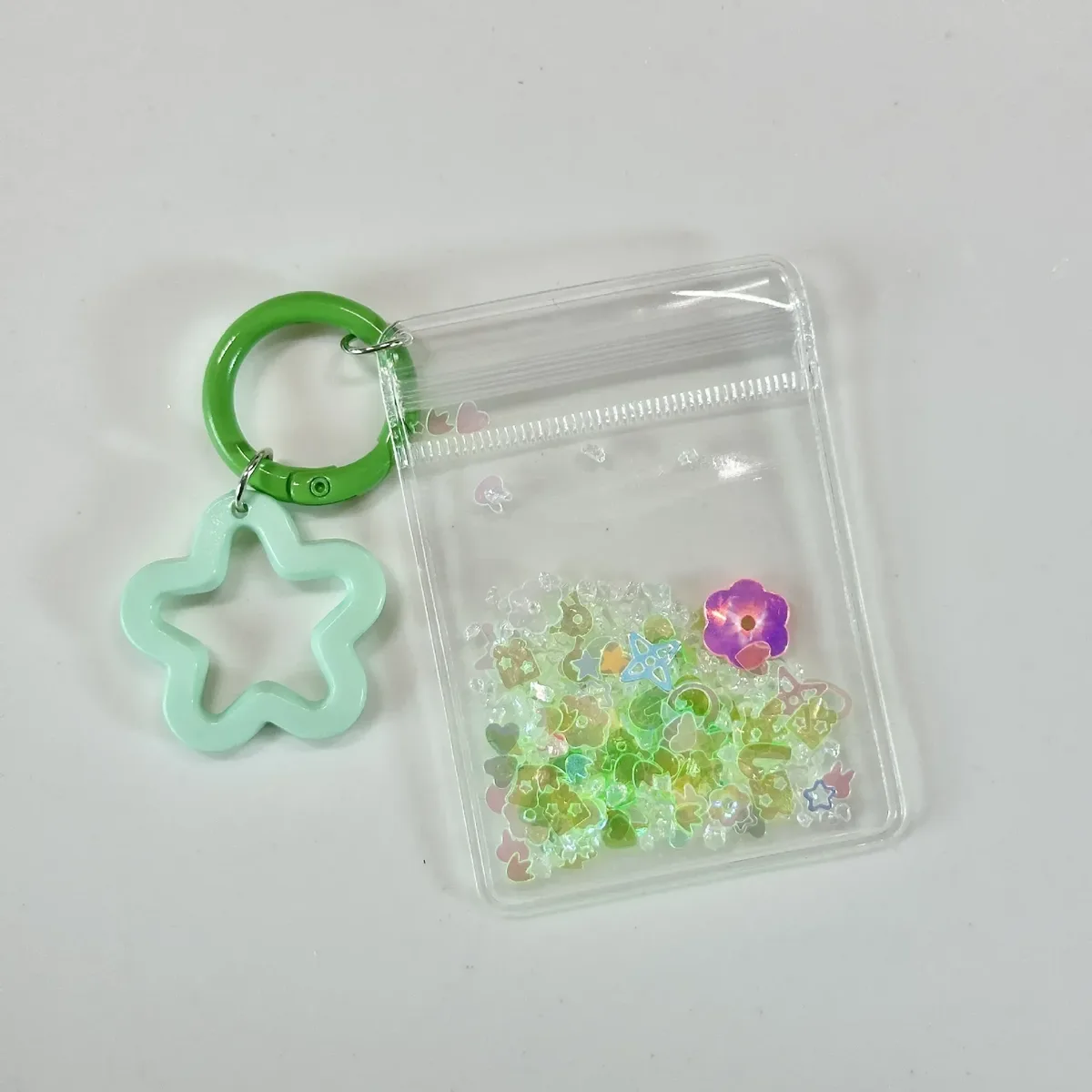 porte-clés mignon et tendance, mini sac de rangement transparent en forme d'étoile à cinq branches pour femme, pendentif pour sac et clés de voiture