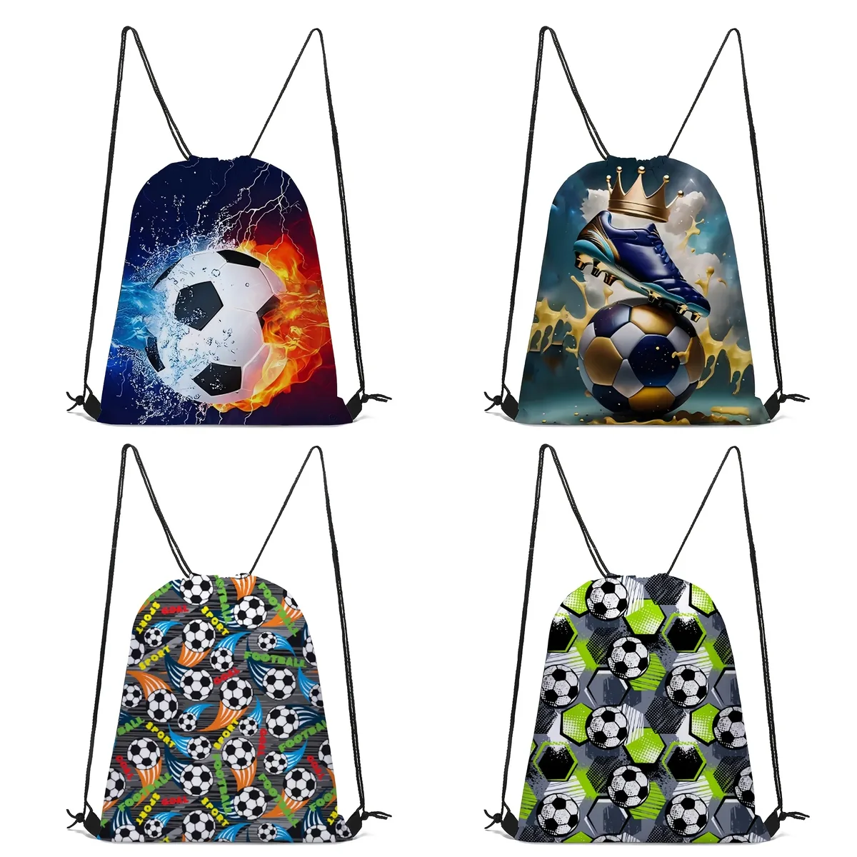 Sac à dos à cordon de serrage sur le thème du football, 1 pièce, coque souple et durable, sac de rangement pour chaussures de voyage