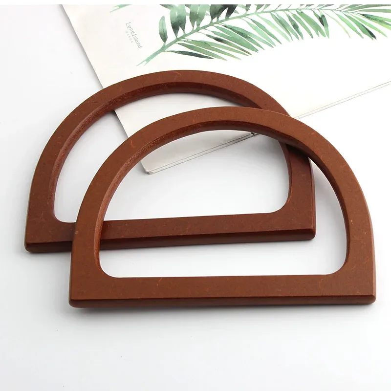 sac en bois simple et élégant, poignée en forme de d, pièces de rechange, portefeuille, sac à main, poignée de sac artisanal, 2 pièces