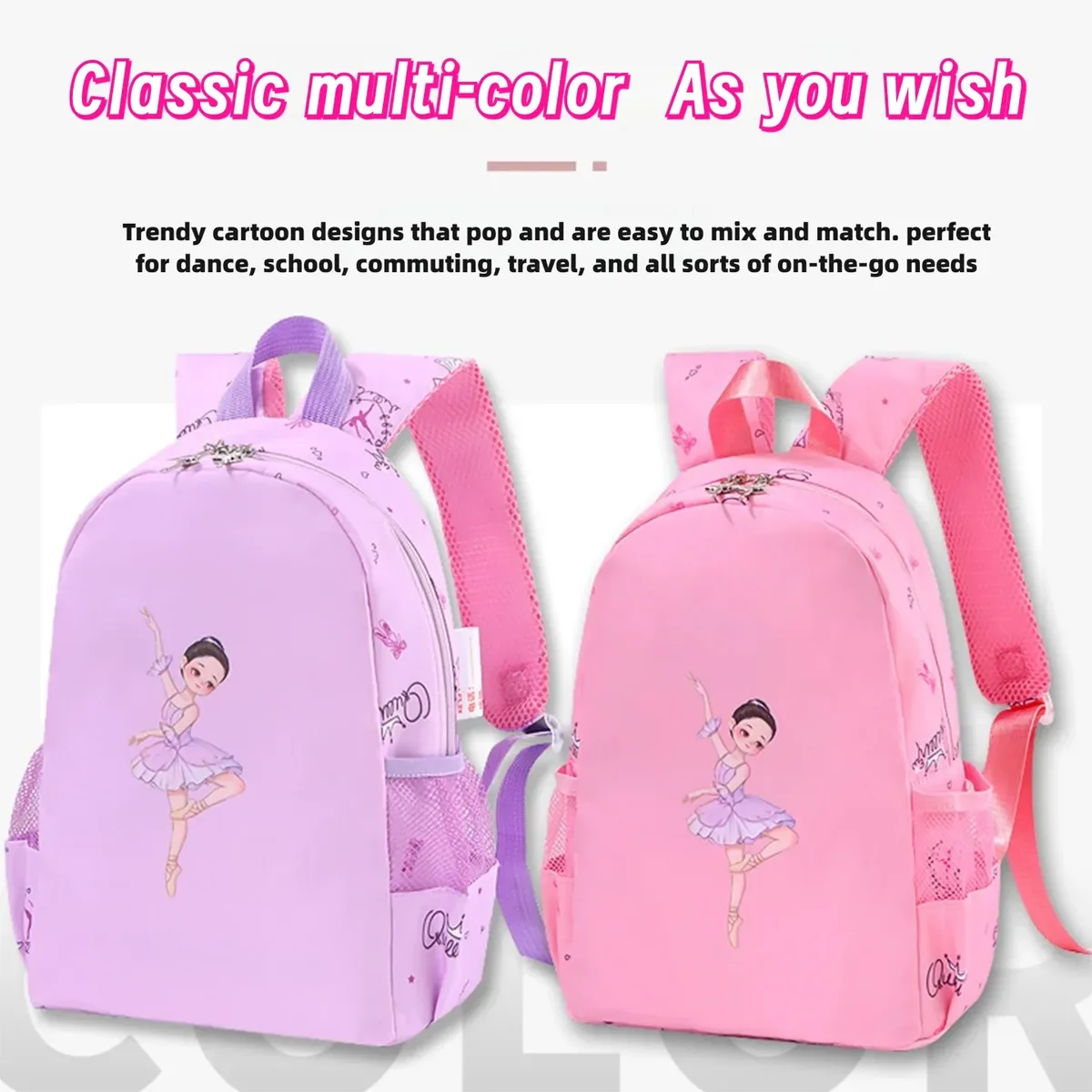 Sac à dos de danse pour filles avec bandoulière pour le ballet, la danse latine, le yoga, le tap, le jazz, le voyage et le rangement – Nouveau sac pour filles