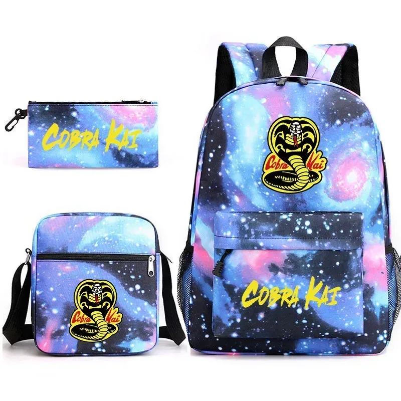 cobra kai sac à dos cartable sac à bandoulière trousse à crayons ensemble cadeau pour enfants étudiants