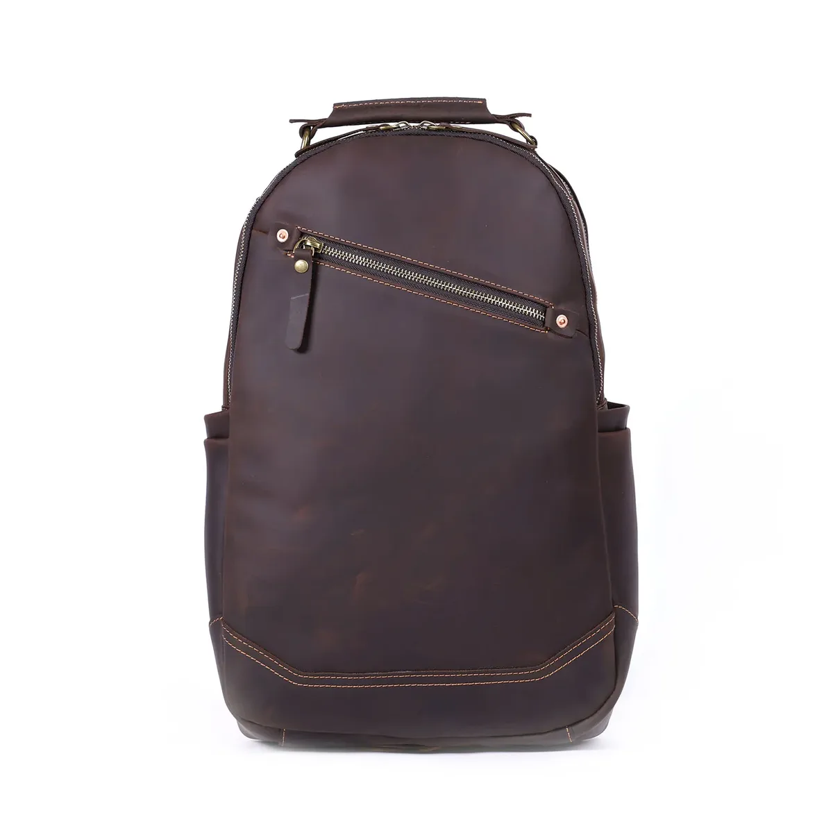 sac à dos vintage fait main en cuir pleine fleur pour homme, sac à bandoulière pour ordinateur portable en cuir crazy horse, sac d'école tendance pour homme