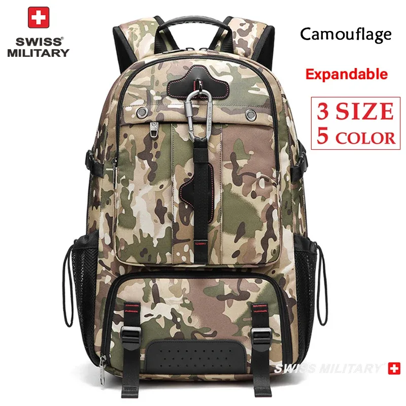 sac à dos de voyage militaire suisse pour hommes, sac d'affaires usb extensible, étanche, grande capacité 17.3, pochette d'ordinateur 80l