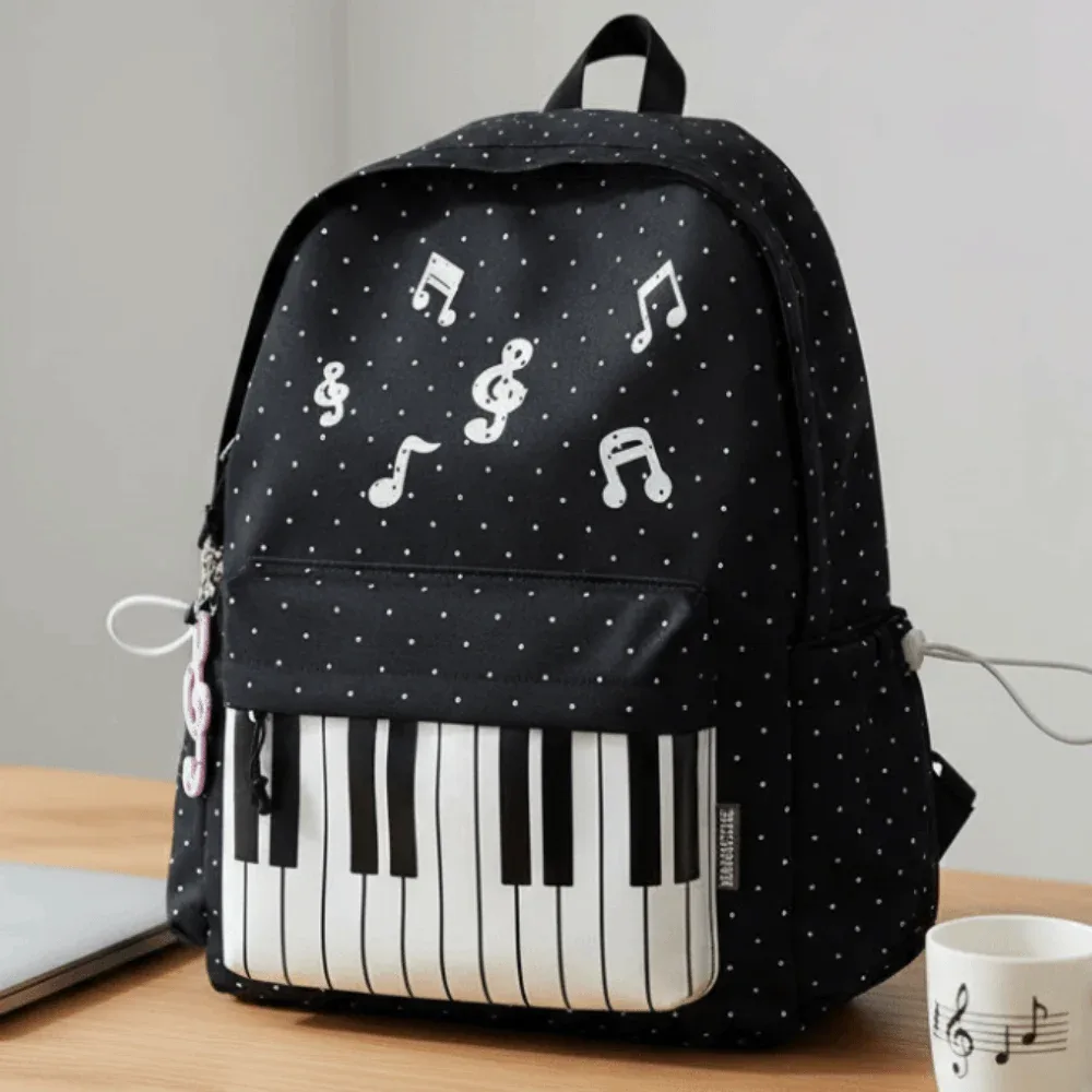 sac à dos pour piano en nylon, multi-poches, design léger, sac à dos pour clavier, couleur contrastée, style japonais, sac d'école mignon, voyages de week-end