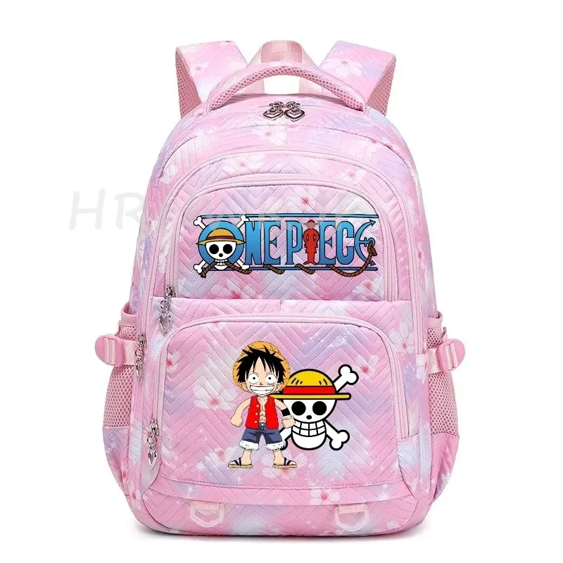 sacs à dos anime one piece légers avec fermoir, imprimé violet monkey d luffy, pour garçons et filles, grande capacité, pour adolescents, ordinateur portable, école, voyage, mochila