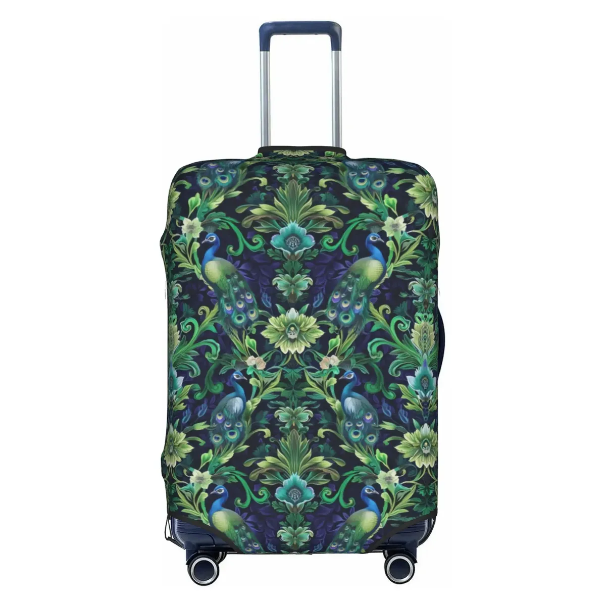 housse de protection pour bagages, motif paon amusant, violet clair sur violet, housse de valise de voyage élastique à motif animal