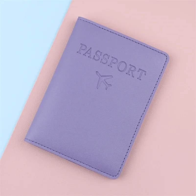 housse de passeport en cuir pu pour femmes et hommes, noir/rouge/rose/violet/bleu/marron/blanc/gris/jaune, étui de passeport pour hommes et femmes