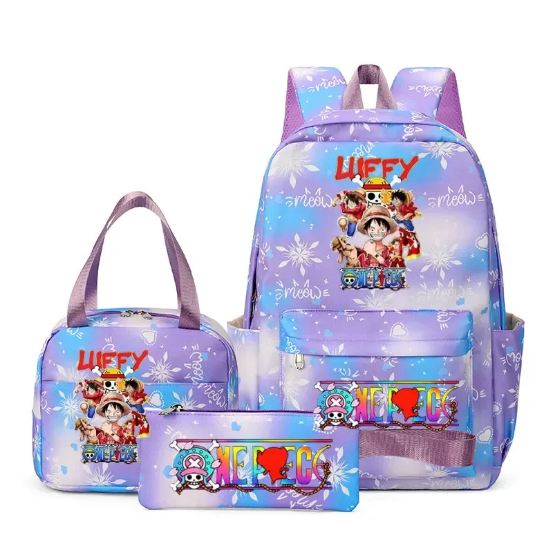 sacs à dos one piece pour femmes et hommes, sac d'école grande capacité, sac à dos imprimé, sac de voyage, sac à dos pour homme, mochila, lot de 3