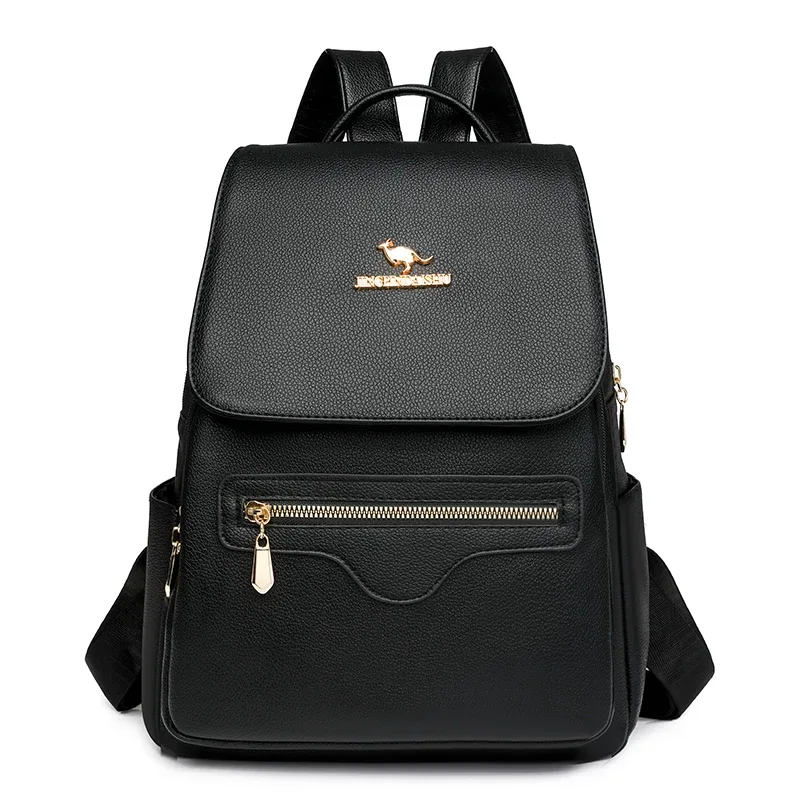 sac à dos de marque de grande capacité pour femmes, nouvelle couleur unie en cuir pu, sac d'école pour étudiants, loisirs voyage, sacs à bandoulière pour femmes