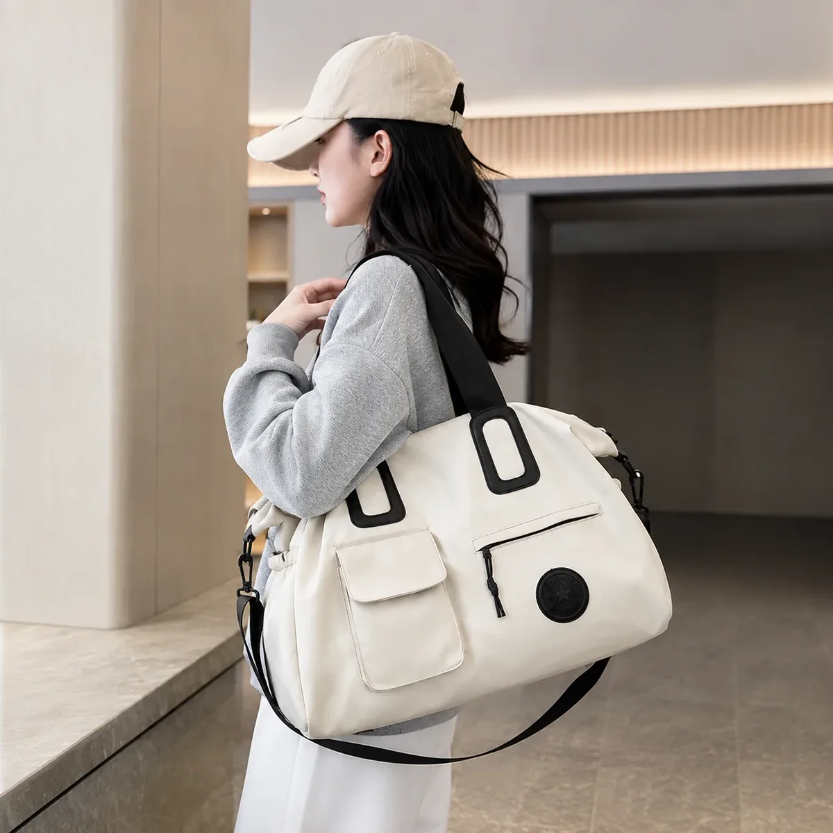 sac de voyage pour femmes, sac fourre-tout de grande capacité, léger et portable, sac de week-end, sac à bandoulière, sac de rangement pour salle de sport et fitness