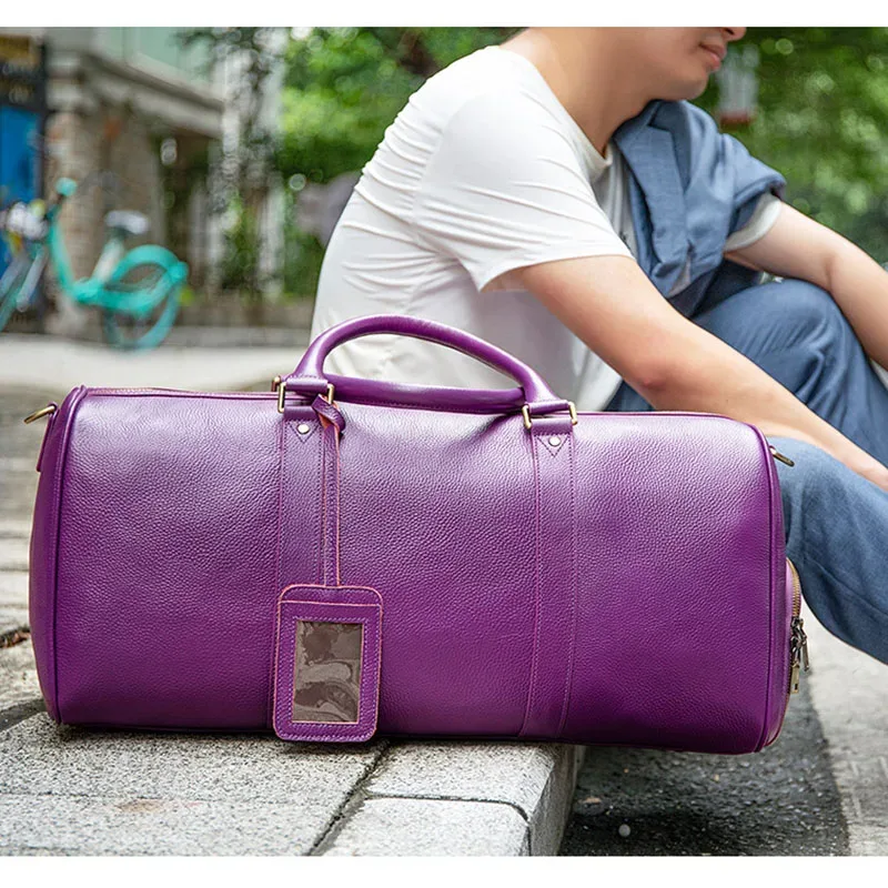 sacs de voyage en cuir véritable pour hommes et femmes, cuir de vachette noir doux, sac décontracté, haute qua