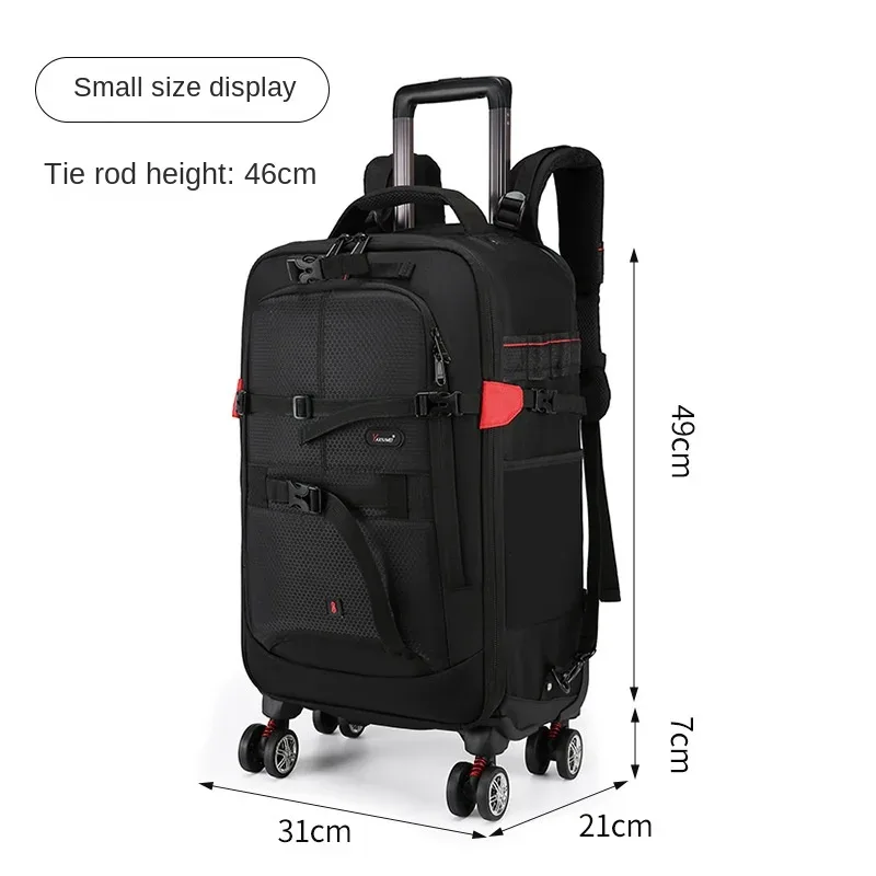 sac pour appareil photo roulant multifonctionnel, sac pour appareil photo à double épaule, valise à main roulante, bagage étanche pour caméra vidéo