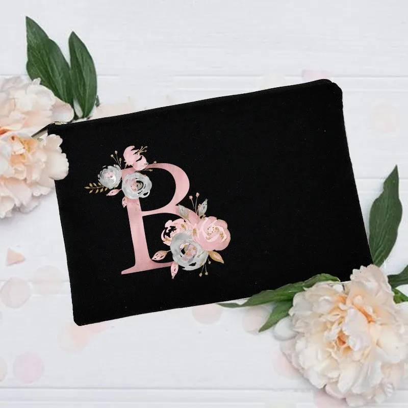trousse de maquillage personnalisée avec nom initial, trousse à cosmétiques de mariée, pochette de toilette monogramme en toile, cadeaux pour demoiselle d'honneur, sacs de maquillage
