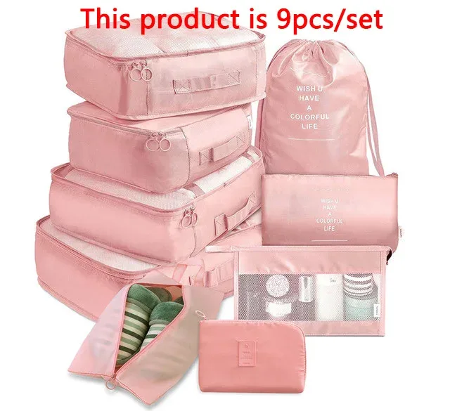 sacs de voyage en poudre pour soutien-gorge et chaussures, ensemble d'emballage de valise, étuis de rangement, 6/8/9 pièces/ensemble