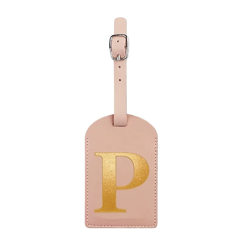 étiquette de bagage personnalisée avec nom, rose, avec motif de carte d'embarquement et initiales pour une identification facile