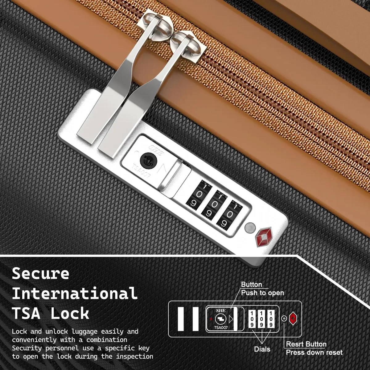 bagage melalenia, valise abs à coque rigide avec serrure tsa avec roue rotative, bagage moyen léger à carreaux pour voyage