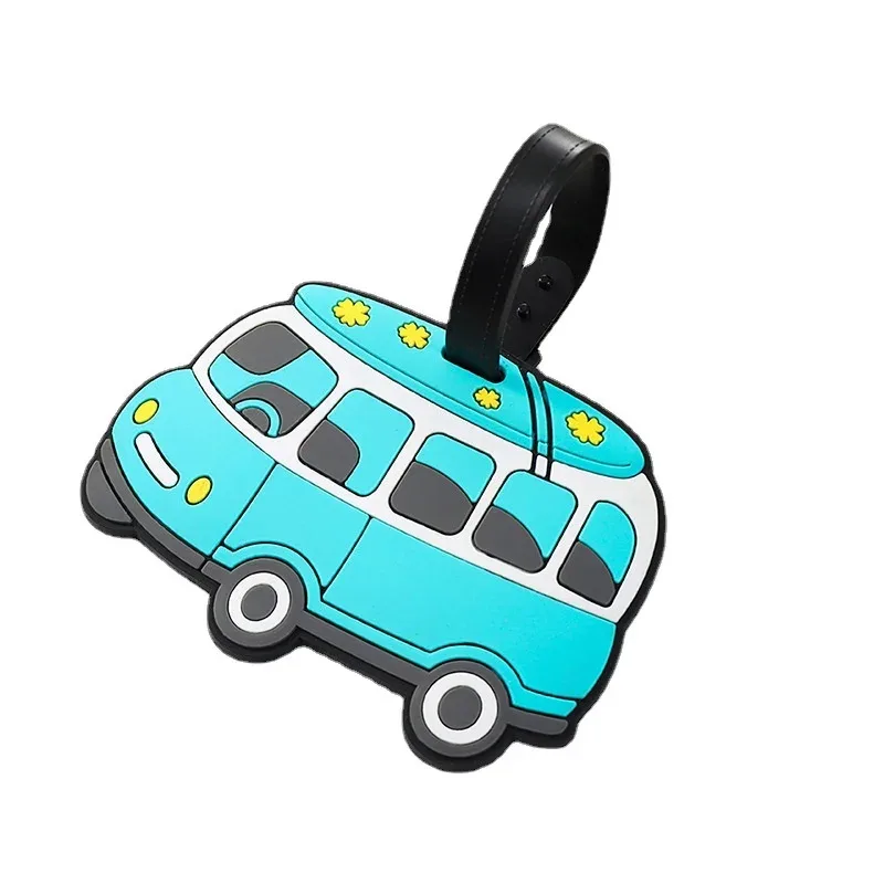 accessoires de voyage étiquettes d'embarquement de bagages créatives étiquette de bagage dessin animé voiture bus avion valise id addres support étiquette portable