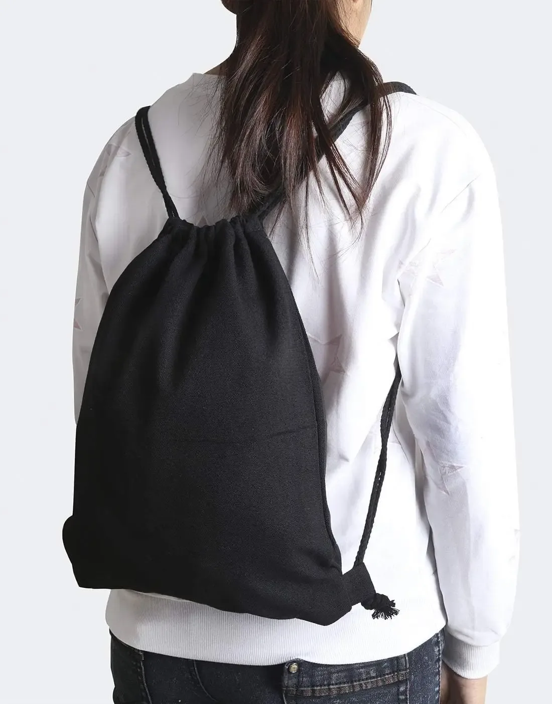 sac à dos en toile de coton avec cordon de serrage, sac de sport, sac à dos de sport, sac cadeau de rangement, paquet de 2 noirs 34.5x40cm décontracté