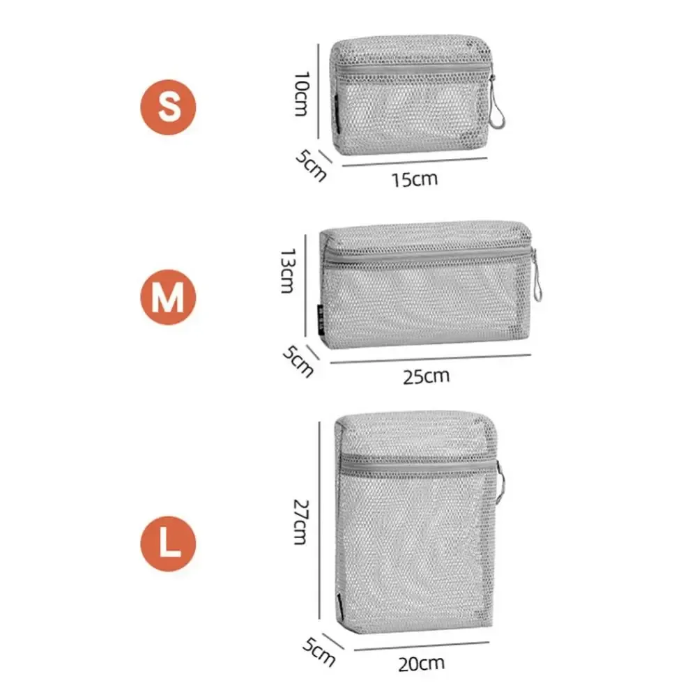 pochette de rangement en nylon décontractée, sac à cosmétiques en maille à main avec fermeture éclair, pochette en maille polyvalente pour femmes