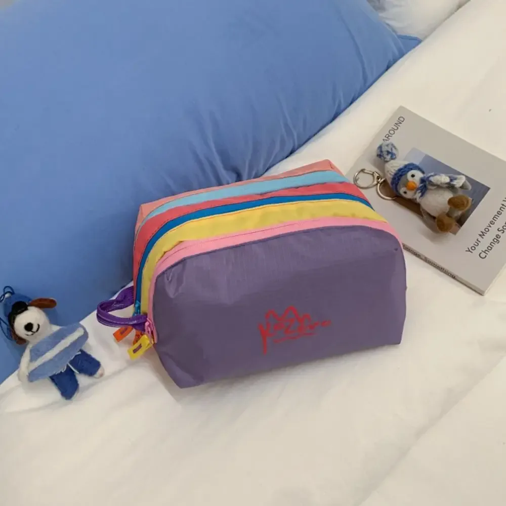 jolie trousse de maquillage multifonctionnelle dopamine, porte-monnaie, trousse de toilette en nylon à fermeture éclair, multi-poches, étanche, pour femmes