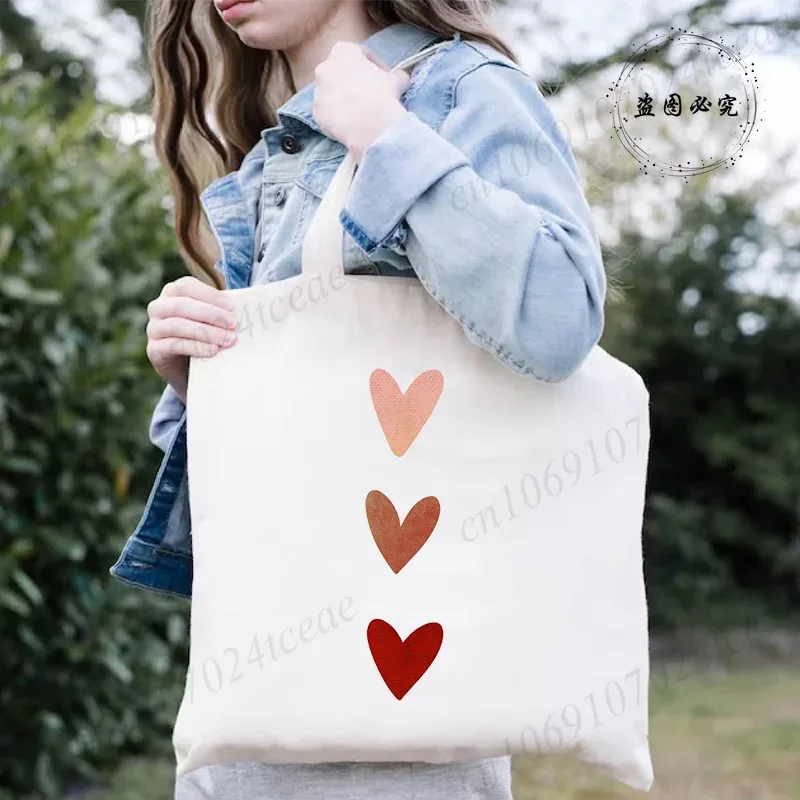 sac de shopping pour femmes minimaliste aquarelle coeur imprimé graphique sacs à bandoulière étudiants filles fourre-tout décontractés femmes sacs à main hg01