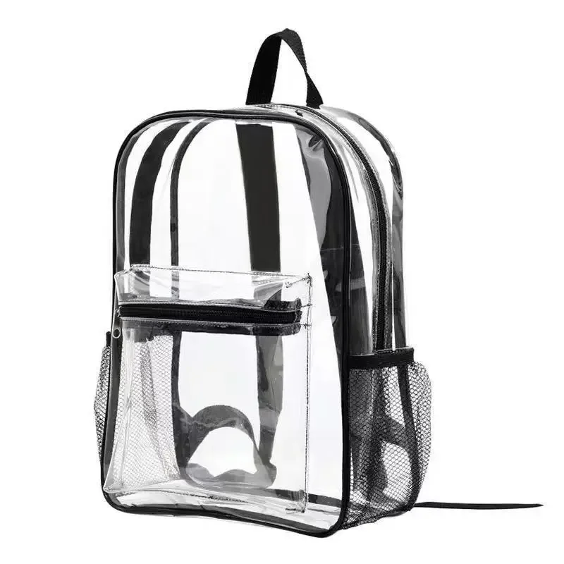 sac à dos transparent robuste en pvc, approuvé pour les stades, contrôle de sécurité rapide, pour l'école, l'université, le travail, les festivals de musique