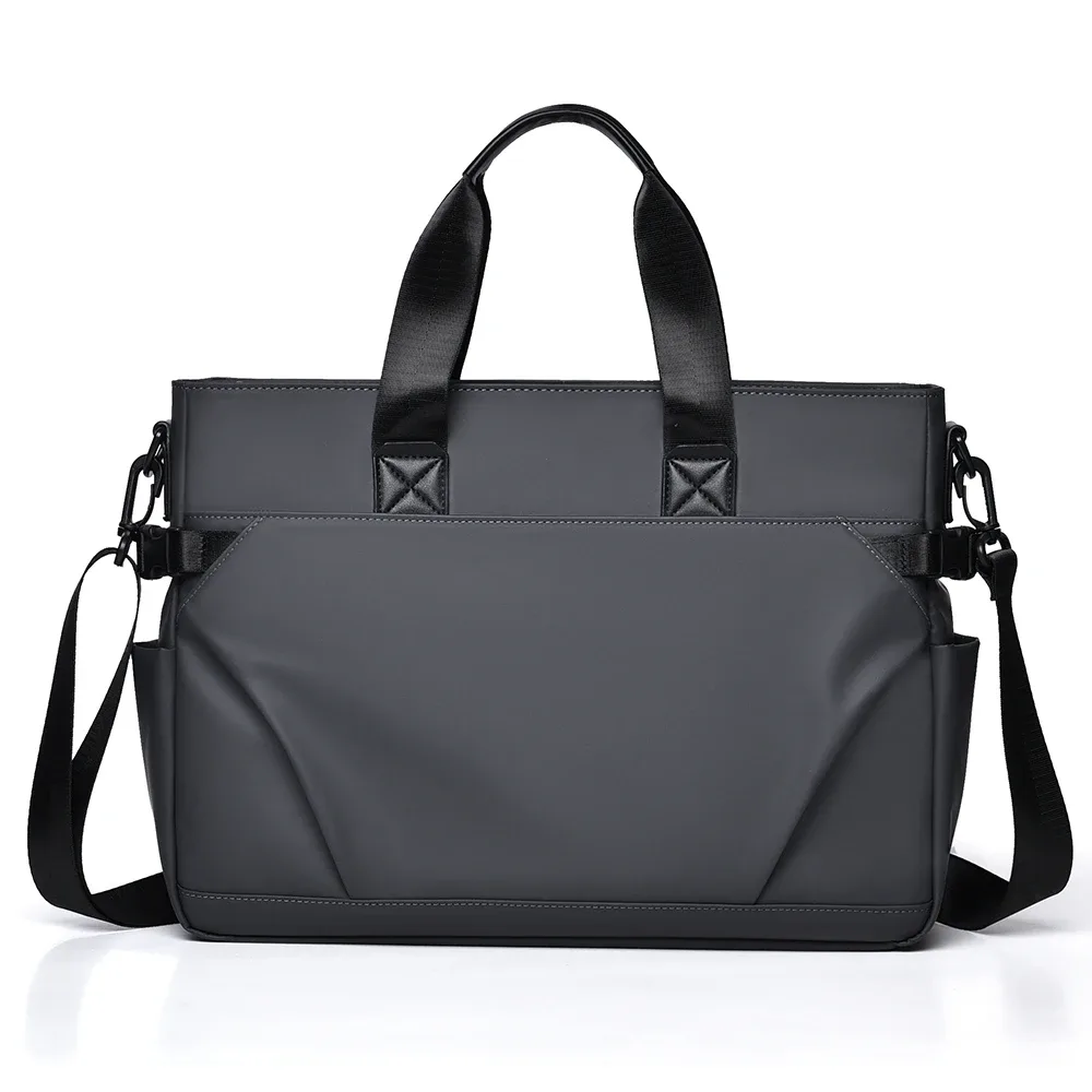 porte-documents noir étanche pour hommes, sac à main de grande capacité, polyvalent pour les déplacements professionnels, sac pour ordinateur portable, sac à bandoulière minimaliste quotidien
