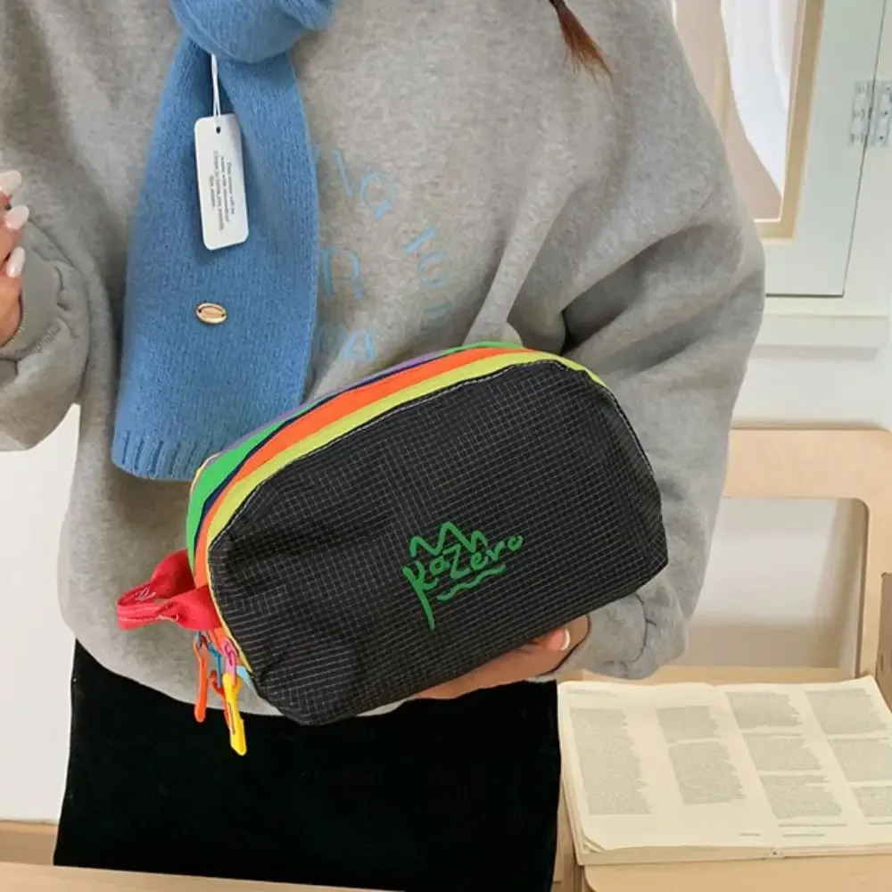 adorable trousse de maquillage multifonctionnelle dopamine, porte-monnaie, trousse de toilette en nylon à fermeture éclair, sac de voyage multi-poches imperméable