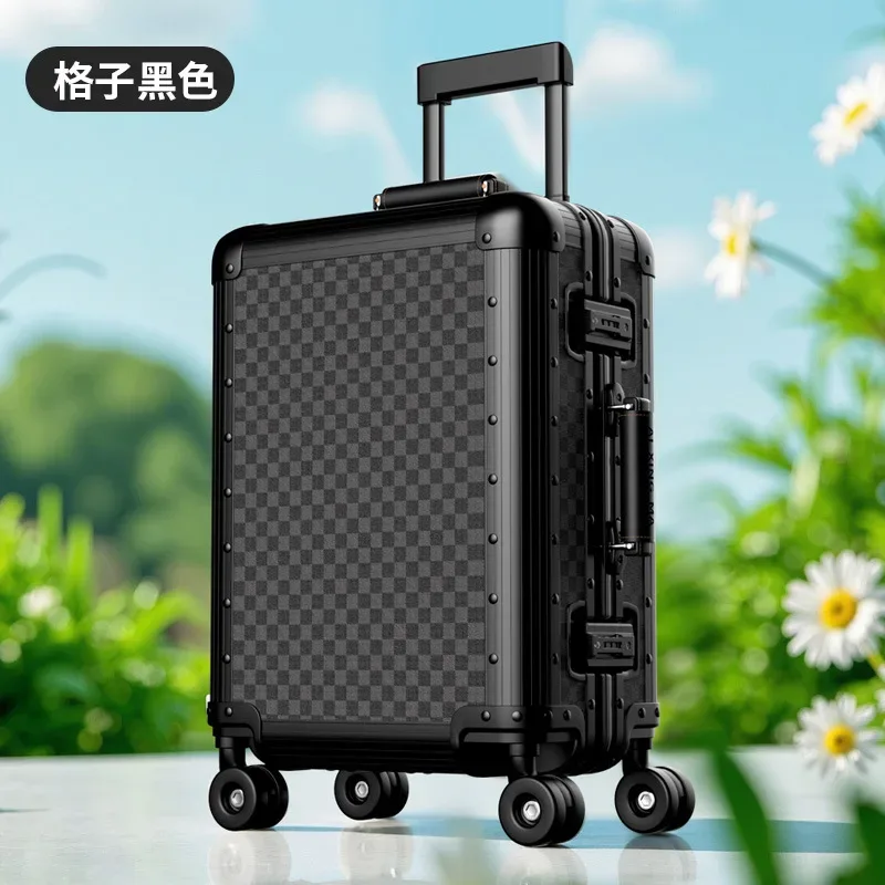 valise de voyage en alliage d'aluminium et de magnésium, bagages roulants, chariot de 20/24 pouces, valise d'embarquement de cabine à main, 100%