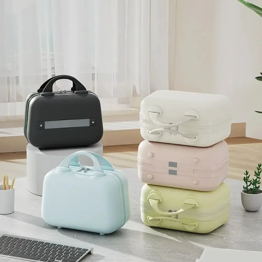 boîte de rangement pour articles de toilette, valise carrée de couleur unie, grande capacité, 14 pouces, étuis cosmétiques portables, trousse de maquillage à fermeture éclair, pour voyage