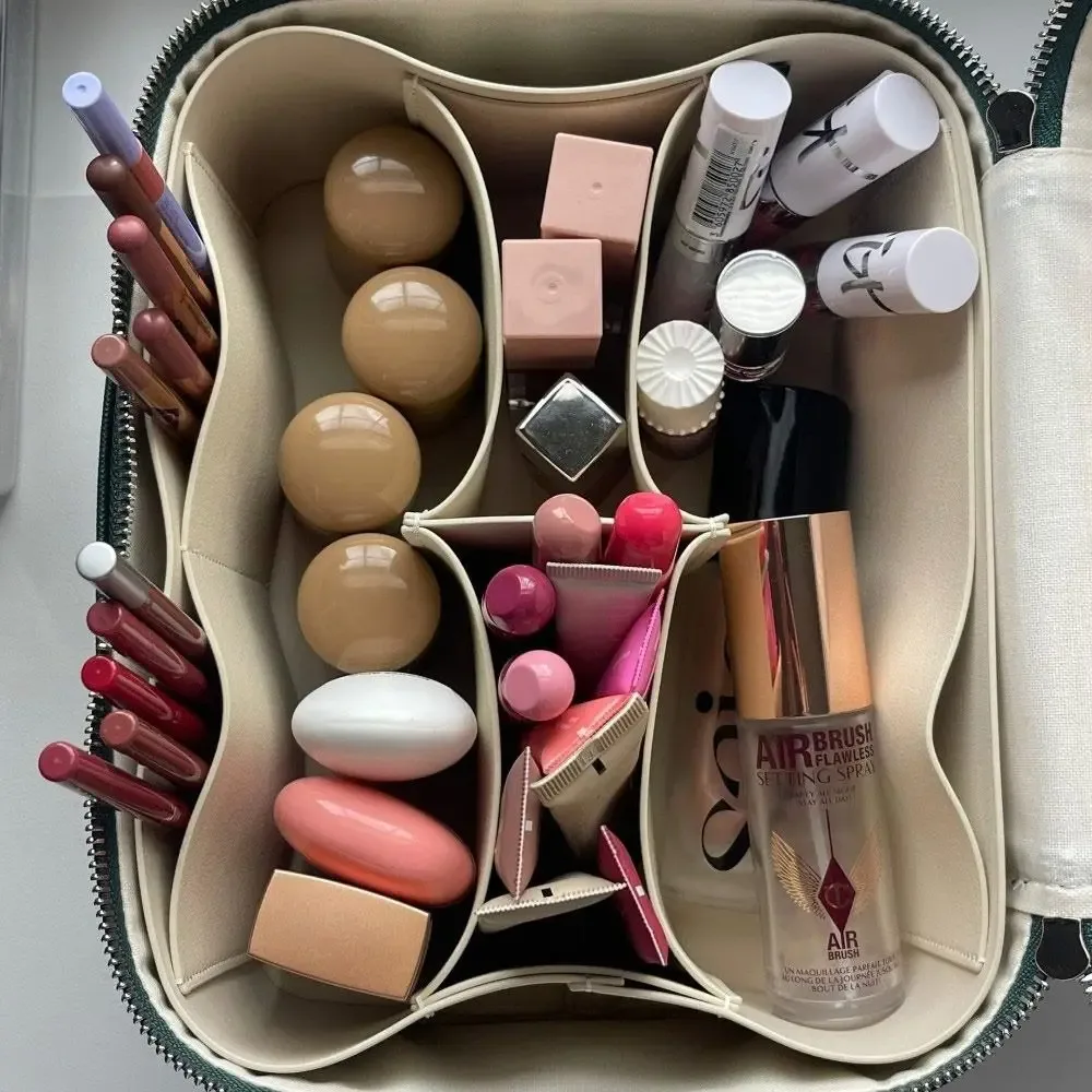nouvelle trousse de maquillage en cuir pu, grande capacité, forme carrée, trousse de toilette imperméable, séparateur amovible, organiseur de maquillage, étui de voyage