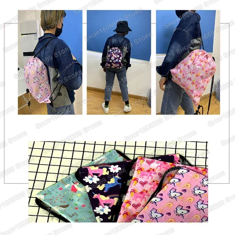 sac à dos en toile à cordon de serrage pour enfants, sac de voyage pour adolescents, garçons et filles