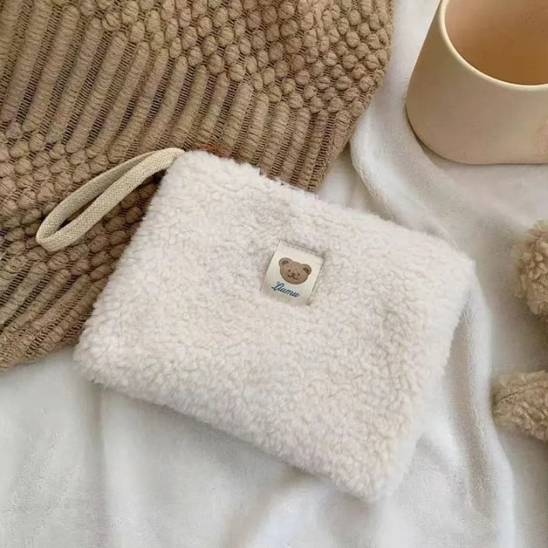 sac de rangement en peluche de grande capacité pour cosmétiques et rouges à lèvres pour femmes, trousse de maquillage, sacs à main mignons, portefeuille de voyage, trousse à crayons, trousse à poudres