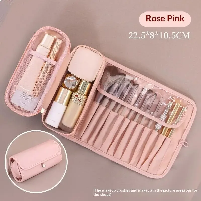 【av3】【y3s】sac de maquillage de grande capacité, sac de voyage pour pinceaux de maquillage pour femmes, sac de rangement de maquillage pliable et portable à la mode