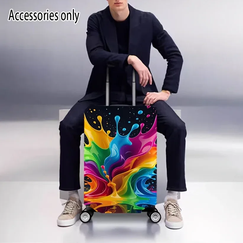 housse de valise colorée à imprimé éclaboussures : un accessoire de voyage extensible pour valises de 18 à 32 