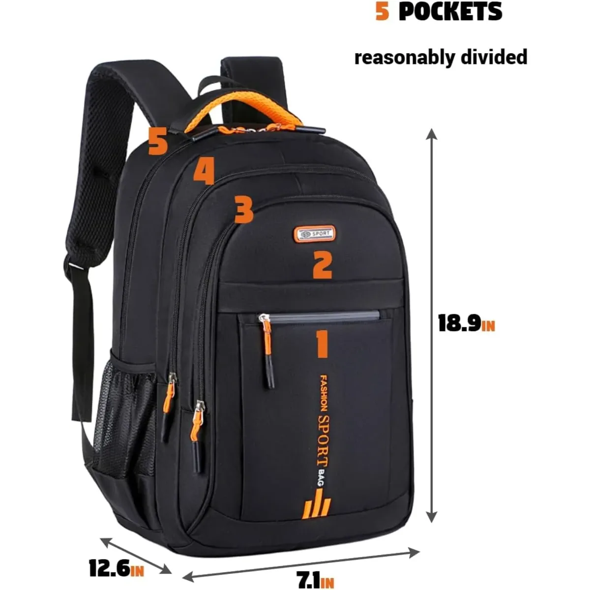 sac à dos de grande capacité pour ordinateur portable, sac de voyage d'affaires, organisateur multi-poches, bretelles réglables pour le travail, les loisirs et les déplacements 