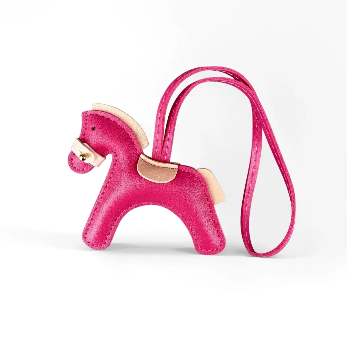 porte-clés en cuir pu fait main en forme de poney - adorable cheval avec museau détachable, décoration mignonne pour sac à dos, cadeau unique