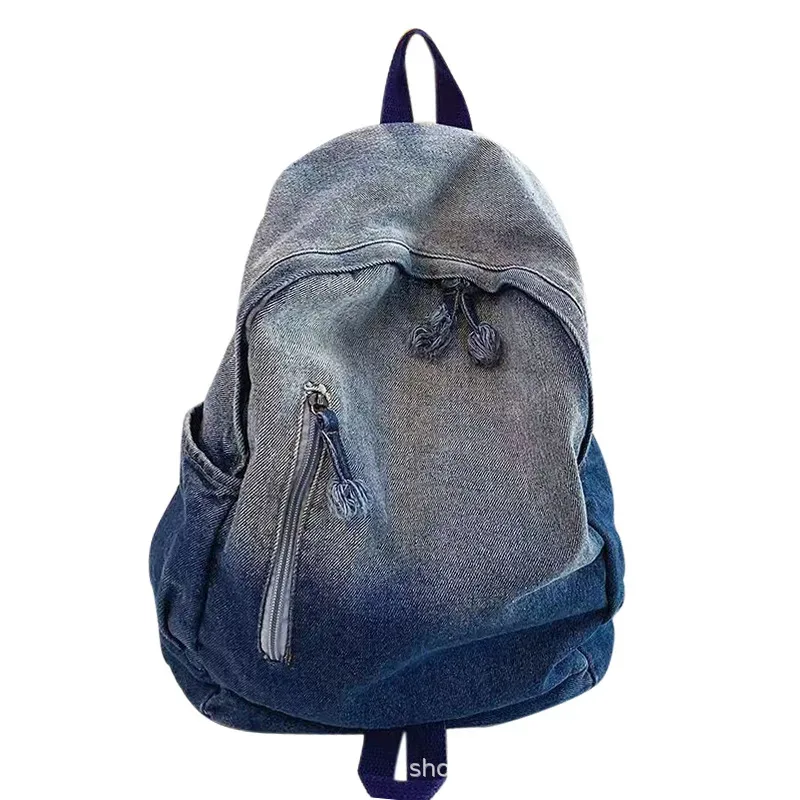 sac à dos en denim dégradé personnalisé pour enfant, cartable d'école maternelle pour garçon et fille, voyage en plein air, nouvelle collection automne et hiver