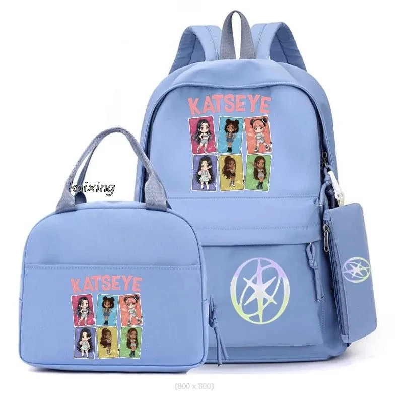 3 pièces/ensemble chaud katseye drôle impression sacs à dos fourre-tout et pochette grande capacité léger et respirant sac à dos extérieur