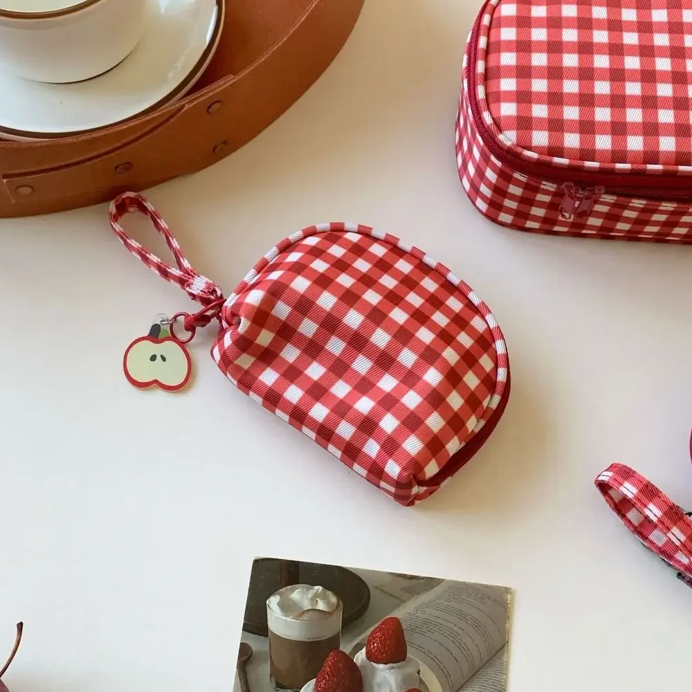 nouvelle trousse de maquillage rouge à carreaux, trousse de toilette portable multi-tailles, pochette cosmétique pour femmes