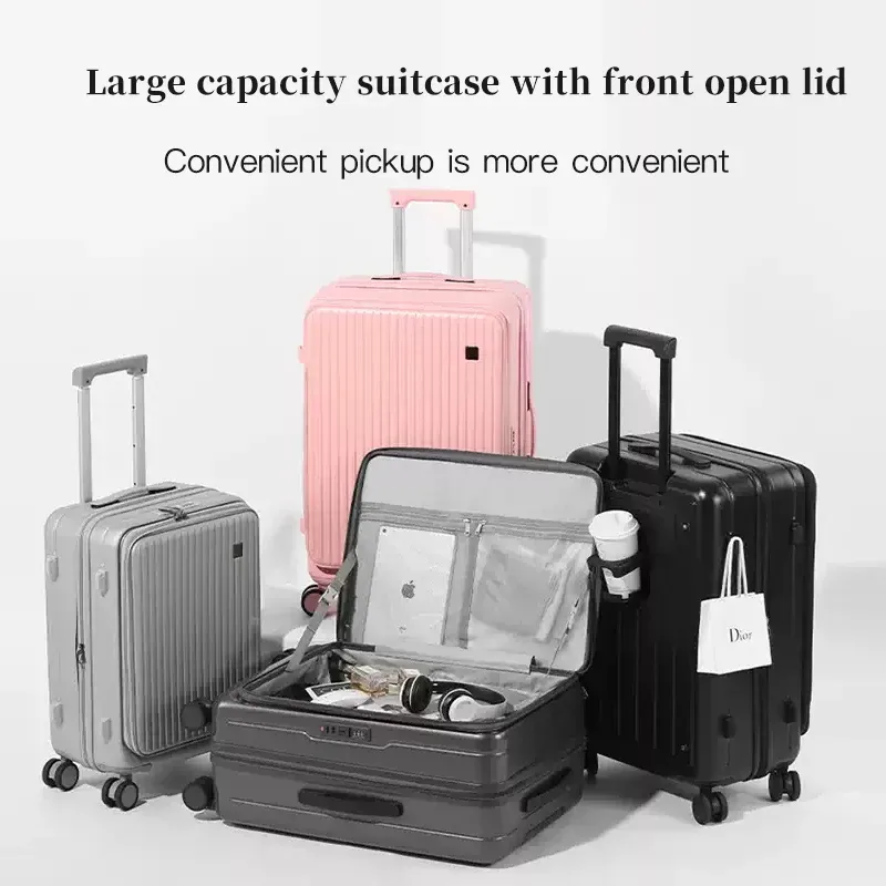 sushimu boîtier de chariot valise de voyage valise d'embarquement boîte de mot de passe valise roue portable sac à bagages roulant ouverture avant