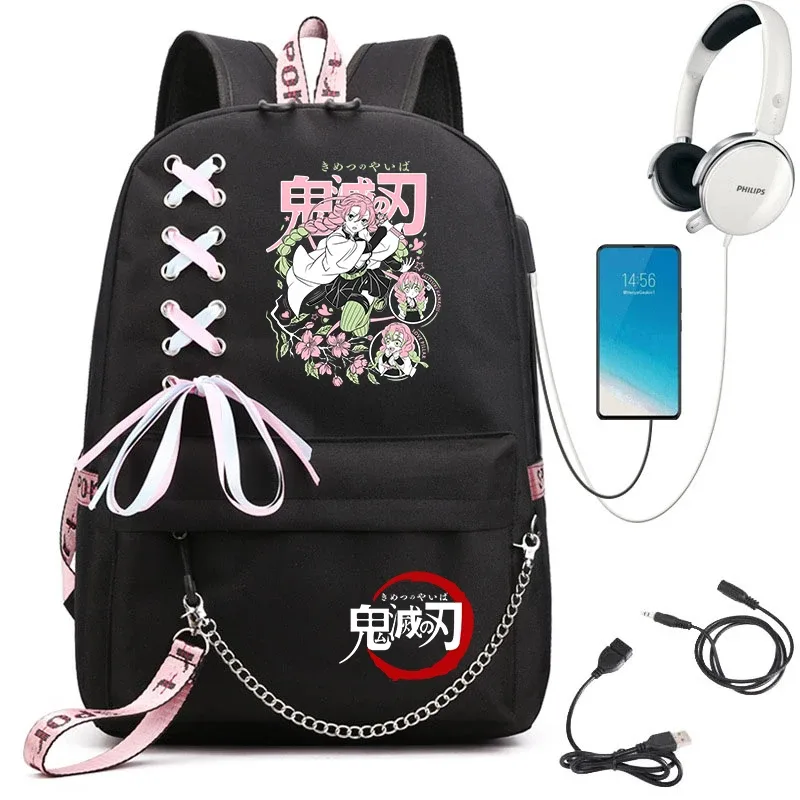 sac à dos imprimé demon slayer anime pour filles, sac à dos d'école décontracté, sac à dos de voyage léger pour adolescents