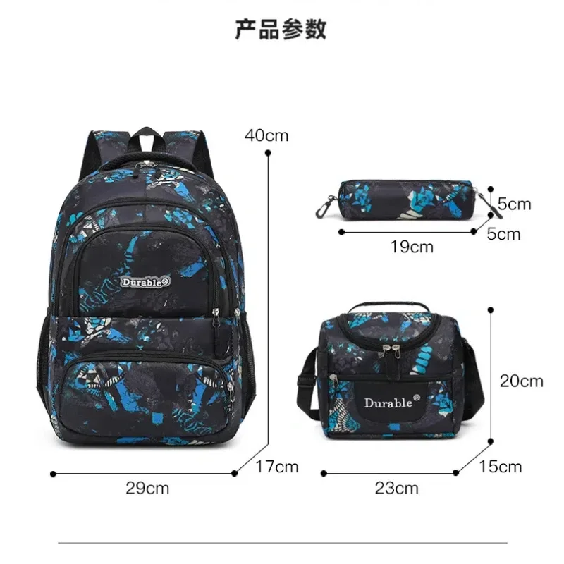 sacs d'école pour enfants pour garçons, ensemble de cartable, sac de livre primaire, sac à dos d'école avec sac à déjeuner, sac à dos de voyage étanche pour enfants 3 pièces