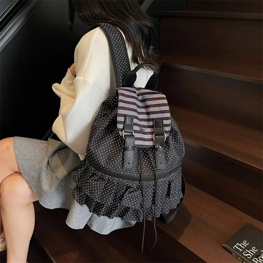 sac à dos créatif à pois, grande capacité, sac d'école décontracté, sac à bandoulière multifonctionnel, voyage