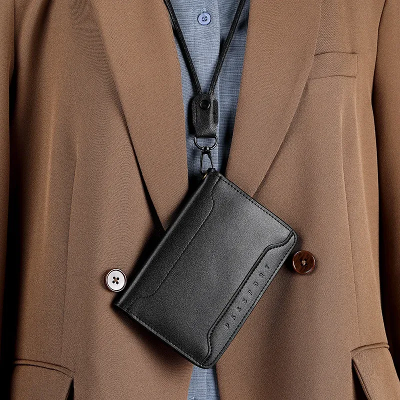 porte-passeport de voyage en cuir véritable, étui de protection pour passeports, portefeuille pour cartes, sac à main de grande capacité