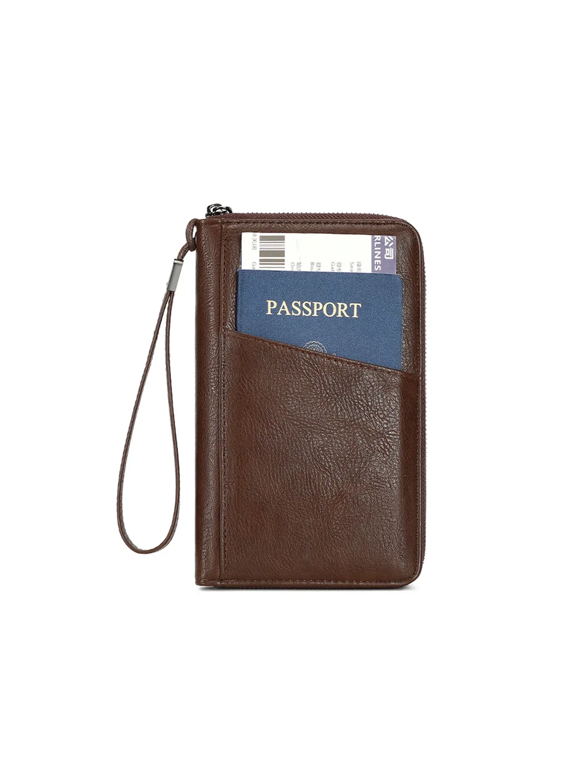 nouveau portefeuille de voyage multifonctionnel en cuir pu pour hommes et femmes, porte-cartes anti-rfid, anti-vol, sac de rangement