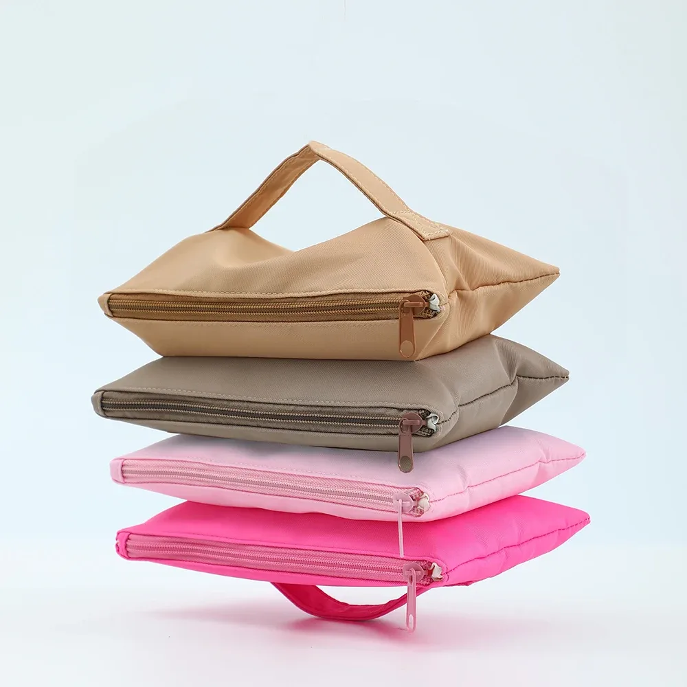 trousse de maquillage portable en nylon accordéon quadruple pour femme, sac à main de voyage, sac cosmétique polyvalent, poudres