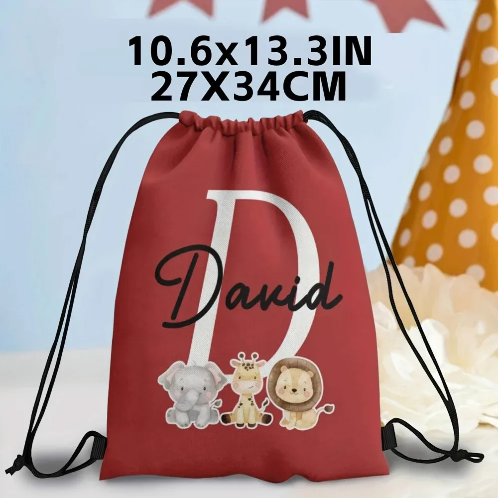 1 sac à dos à cordon personnalisé sur le thème des animaux mignons, 12 options de couleurs au choix, personnalisation du nom.